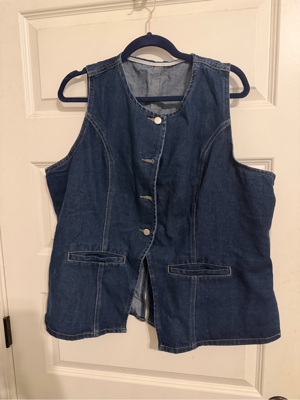Classic Dark Blue Denim Vest - Women's Jeans